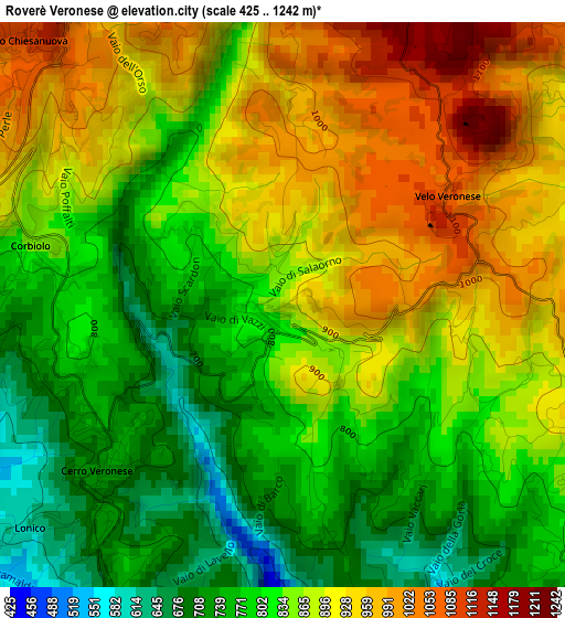 Roverè Veronese elevation map