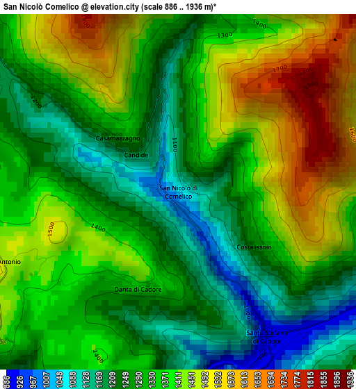 San Nicolò Comelico elevation map