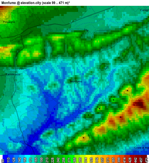 Monfumo elevation map