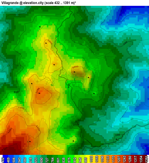 Villagrande elevation map