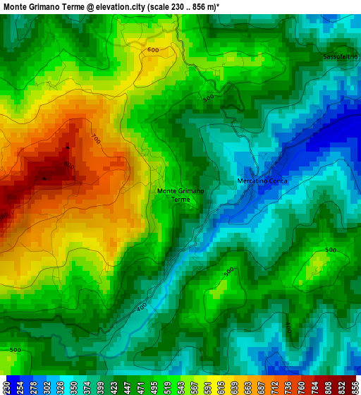 Monte Grimano Terme elevation map