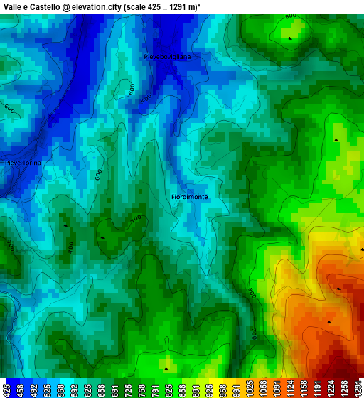 Valle e Castello elevation map