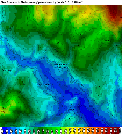 San Romano in Garfagnana elevation map