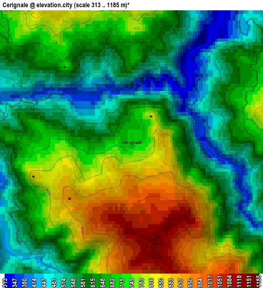 Cerignale elevation map