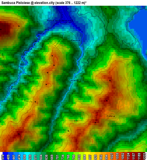 Sambuca Pistoiese elevation map