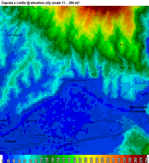 Capraia e Limite elevation map