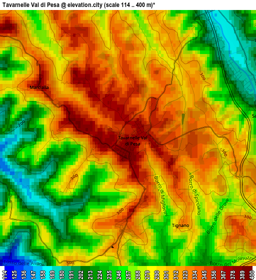 Tavarnelle Val di Pesa elevation map