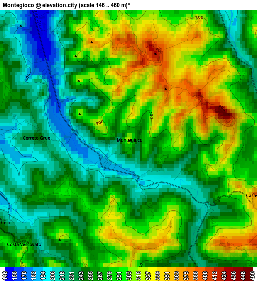 Montegioco elevation map