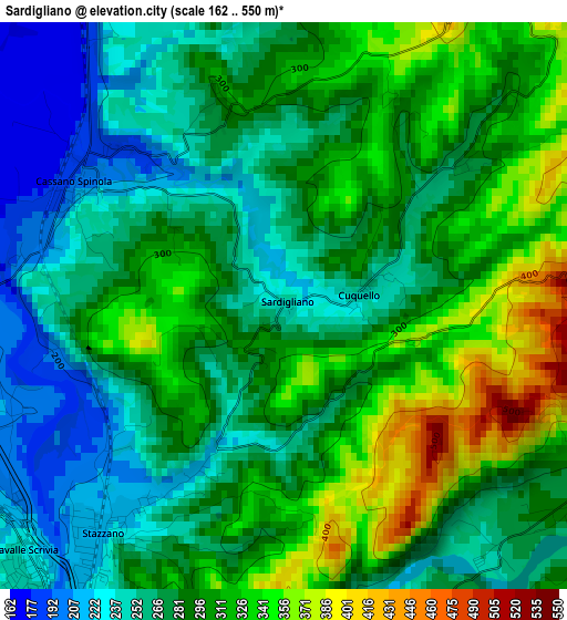 Sardigliano elevation map