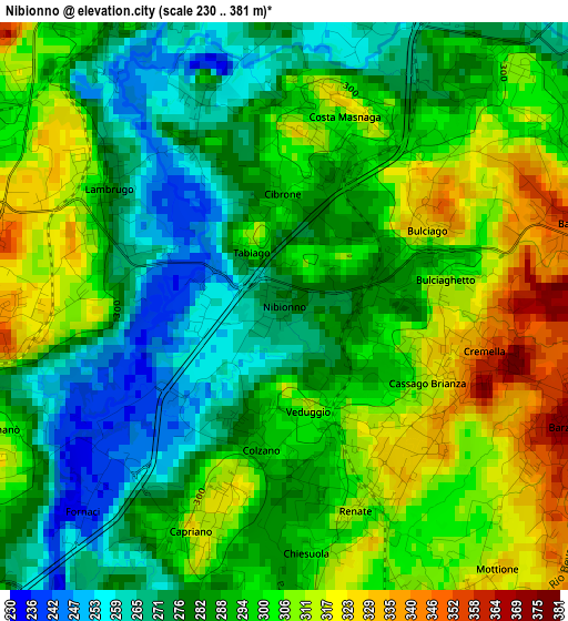 Nibionno elevation map