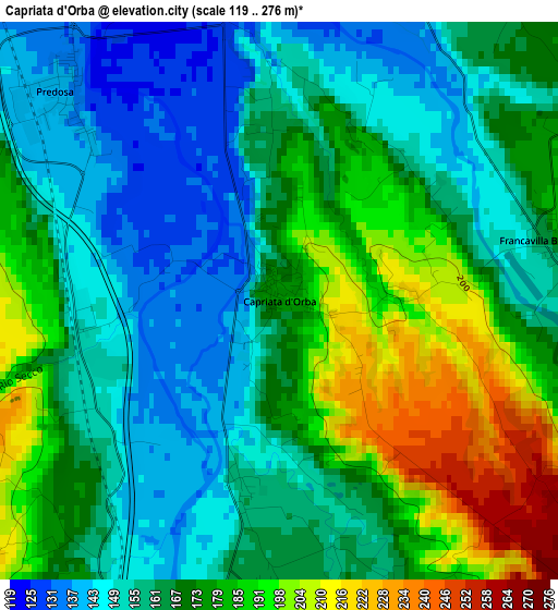 Capriata d'Orba elevation map