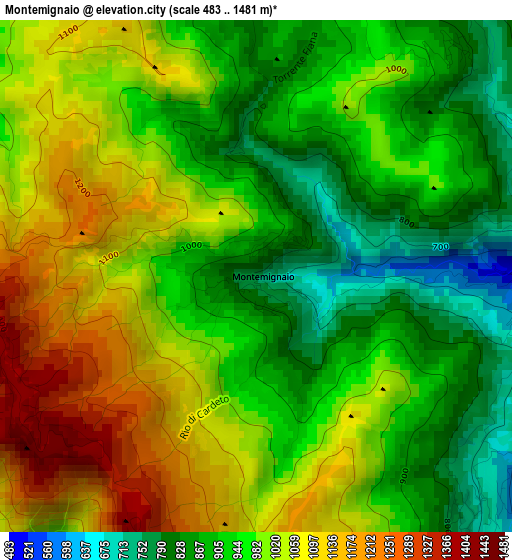 Montemignaio elevation map