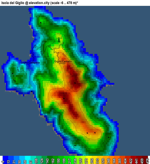 Isola del Giglio elevation map