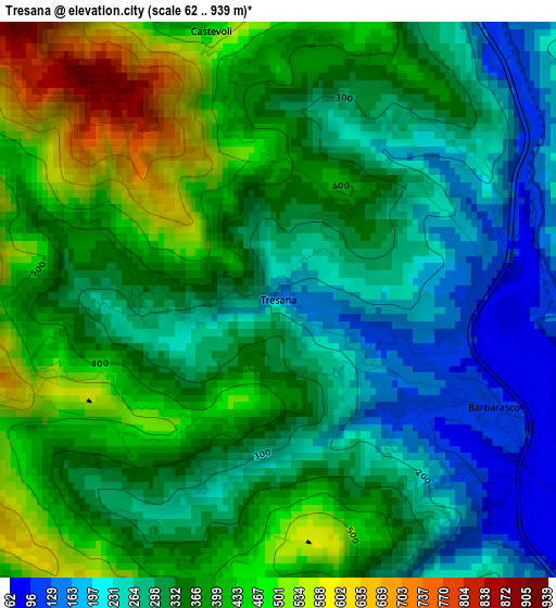 Tresana elevation map