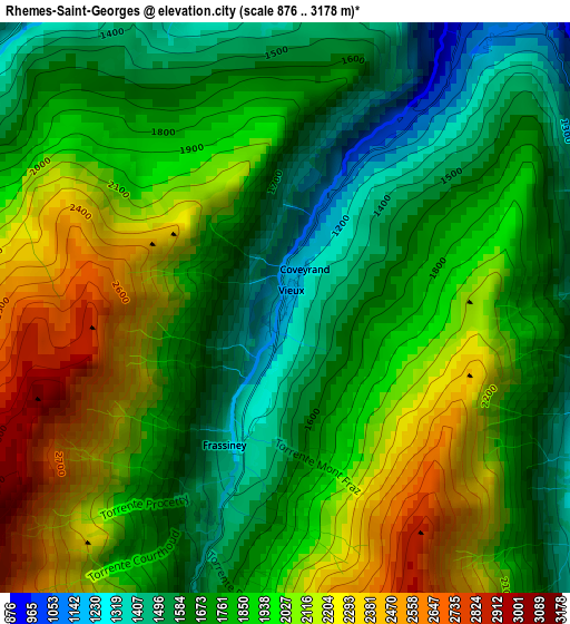 Rhemes-Saint-Georges elevation map