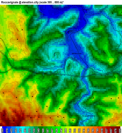 Roccavignale elevation map