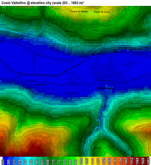 Cosio Valtellino elevation map