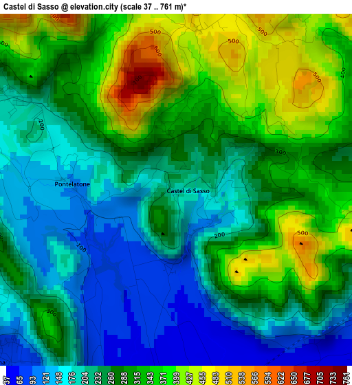 Castel di Sasso elevation map