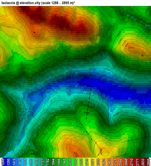 Isolaccia elevation map