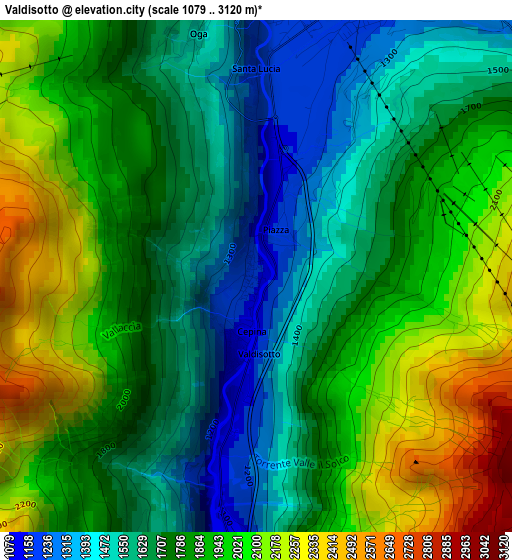 Valdisotto elevation map