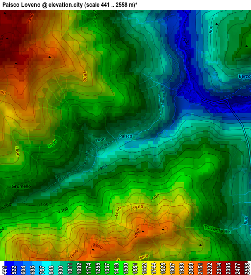 Paisco Loveno elevation map