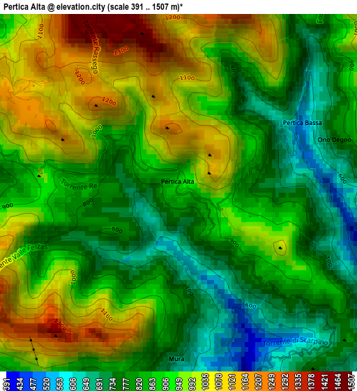 Pertica Alta elevation map