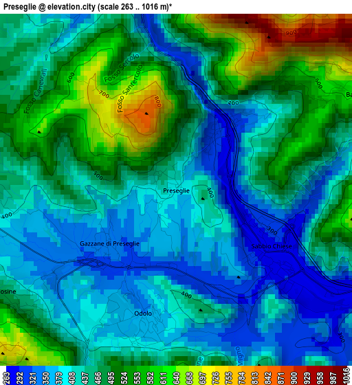 Preseglie elevation map