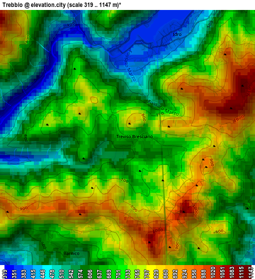 Trebbio elevation map