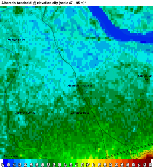 Albaredo Arnaboldi elevation map