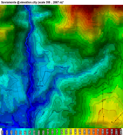 Sovramonte elevation map