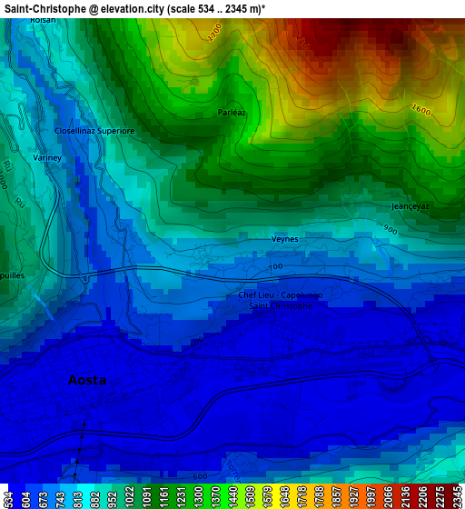 Saint-Christophe elevation map