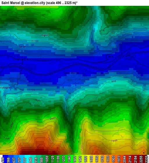 Saint Marcel elevation map