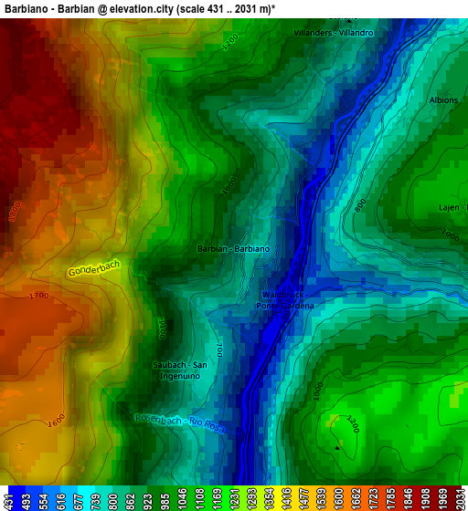 Barbiano - Barbian elevation map