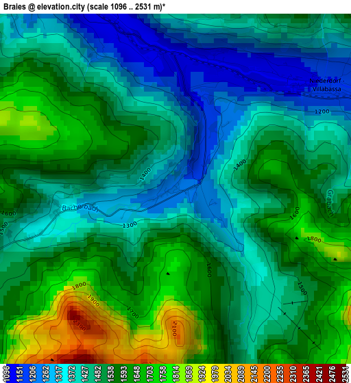 Braies elevation map