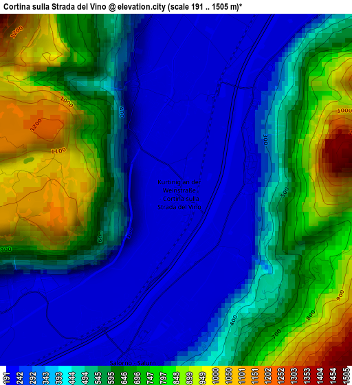 Cortina sulla Strada del Vino elevation map