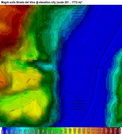 Magrè sulla Strada del Vino elevation map