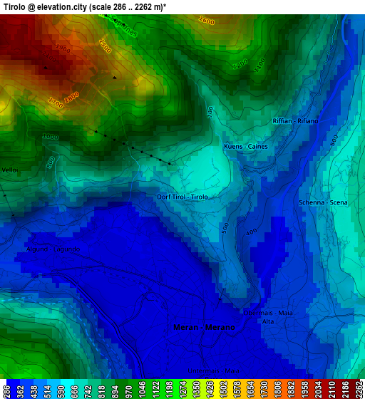 Tirolo elevation map