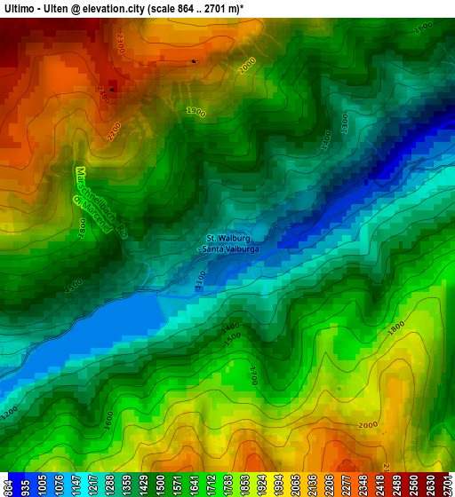 Ultimo - Ulten elevation map