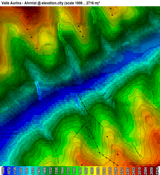 Valle Aurina - Ahrntal elevation map