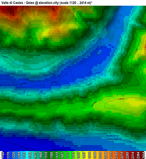 Valle di Casies - Gsies elevation map