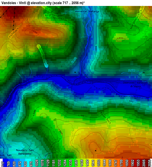 Vandoies - Vintl elevation map