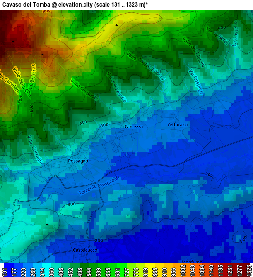 Cavaso del Tomba elevation map