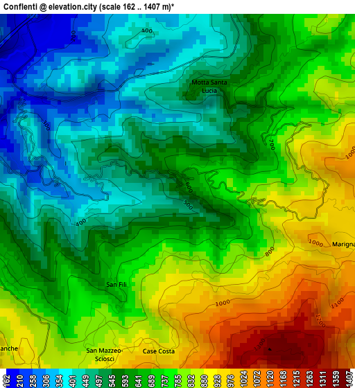 Conflenti elevation map