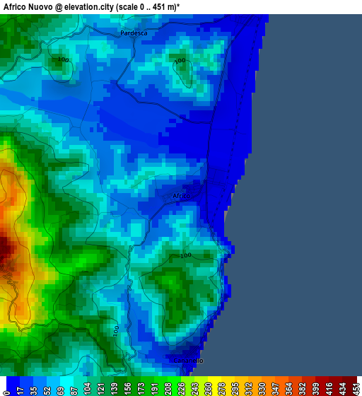 Africo Nuovo elevation map