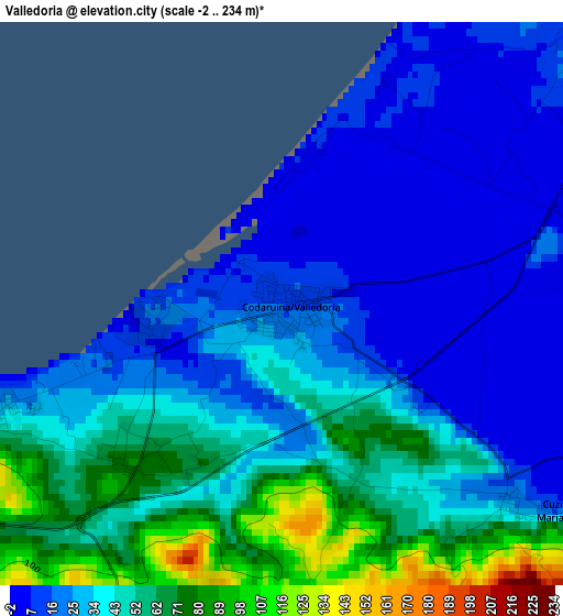 Valledoria elevation map