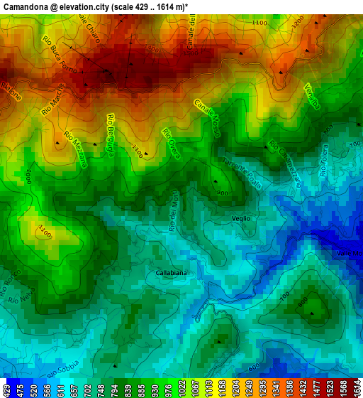 Camandona elevation map