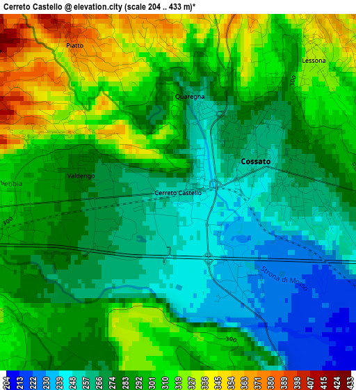 Cerreto Castello elevation map