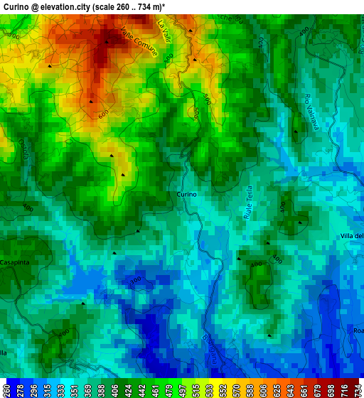 Curino elevation map