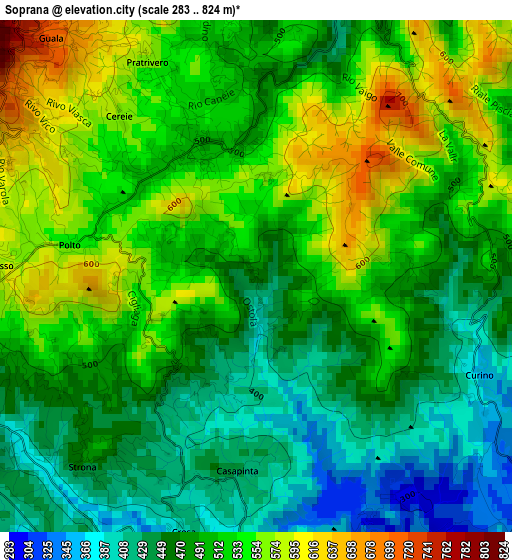 Soprana elevation map