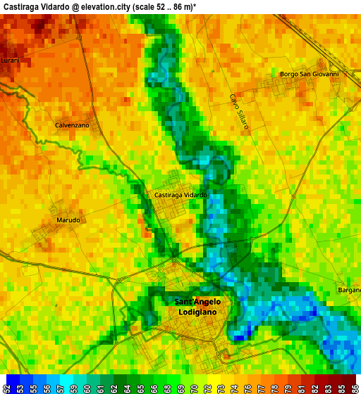 Castiraga Vidardo elevation map